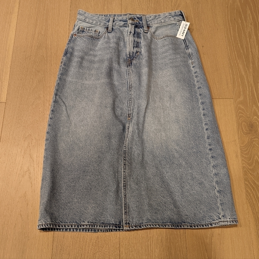Old Navy Blue Denim Midi Skirt